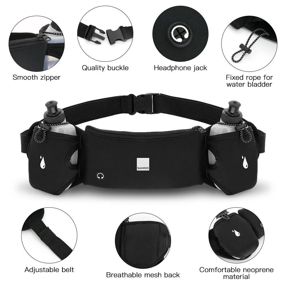 Multifunctional Waist Pack Outdoor Sports Running Bag with 2 Water Bottles - 3