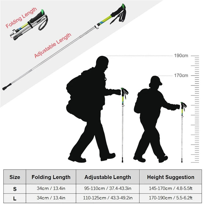 KODENOR 2 PCS Collapsible Trekking Pole Set For Trekking Camping Traveling Climbing Short Style  - Blue - 5