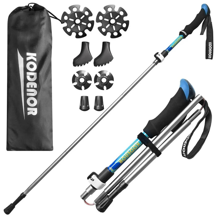 KODENOR 2 PCS Collapsible Trekking Pole Set For Trekking Camping Traveling Climbing Short Style  - Blue - 7