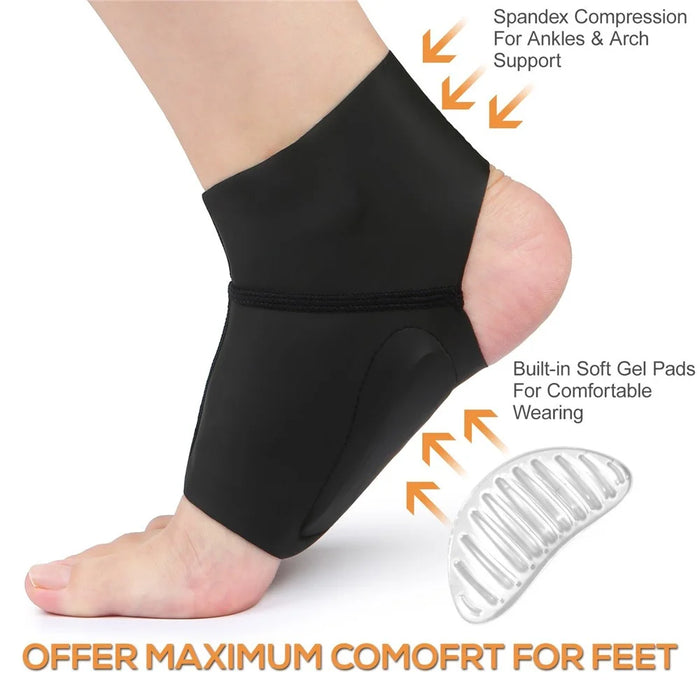 1 Pair of Compression Arch Support Brace with Gel Ankle Protector for Ankle Arch Pain Relief - 6
