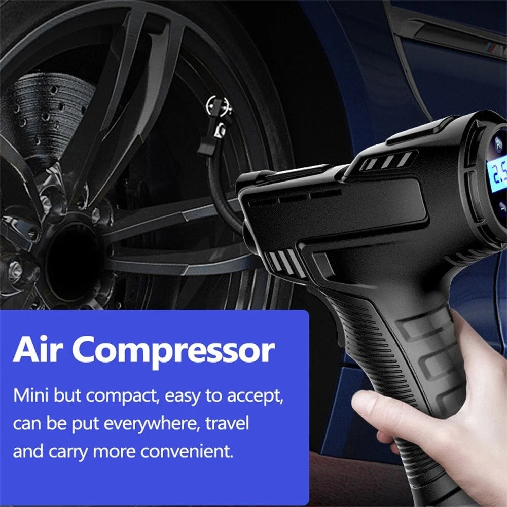 120W Wireless Car Air Compressor Handheld Tire Inflator USB Rechargeable Digital Display Inflatable Pump Pressure Gauge - 2