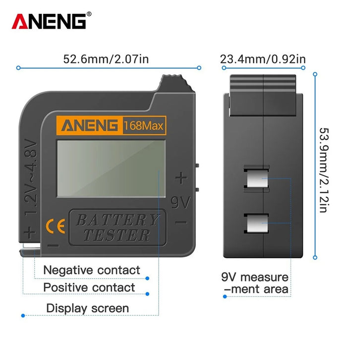 ANENG Battery Tester 168MAX Digital Display Tester Battery Voltage Checker Battery Capacity Testing Tool Universal Tester for Checking AAA AA Button Battery - 3
