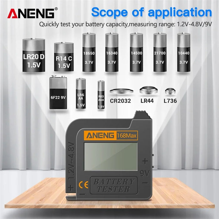 ANENG Battery Tester 168MAX Digital Display Tester Battery Voltage Checker Battery Capacity Testing Tool Universal Tester for Checking AAA AA Button Battery - 4