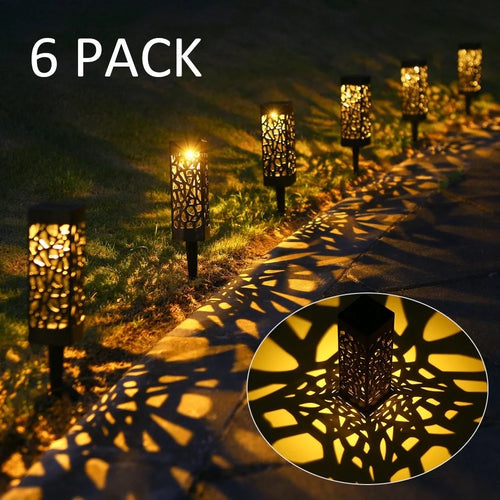 TOMSHINE 6Pcs IP65 Water Resistance DC2V Solar LEDs Lawn Lamp Hollow Decorative Outdoor Landscape Light - Warm White - 1