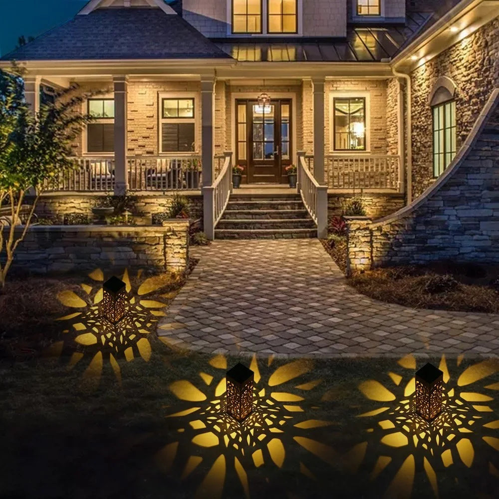 TOMSHINE 6Pcs IP65 Water Resistance DC2V Solar LEDs Lawn Lamp Hollow Decorative Outdoor Landscape Light - Warm White - 2