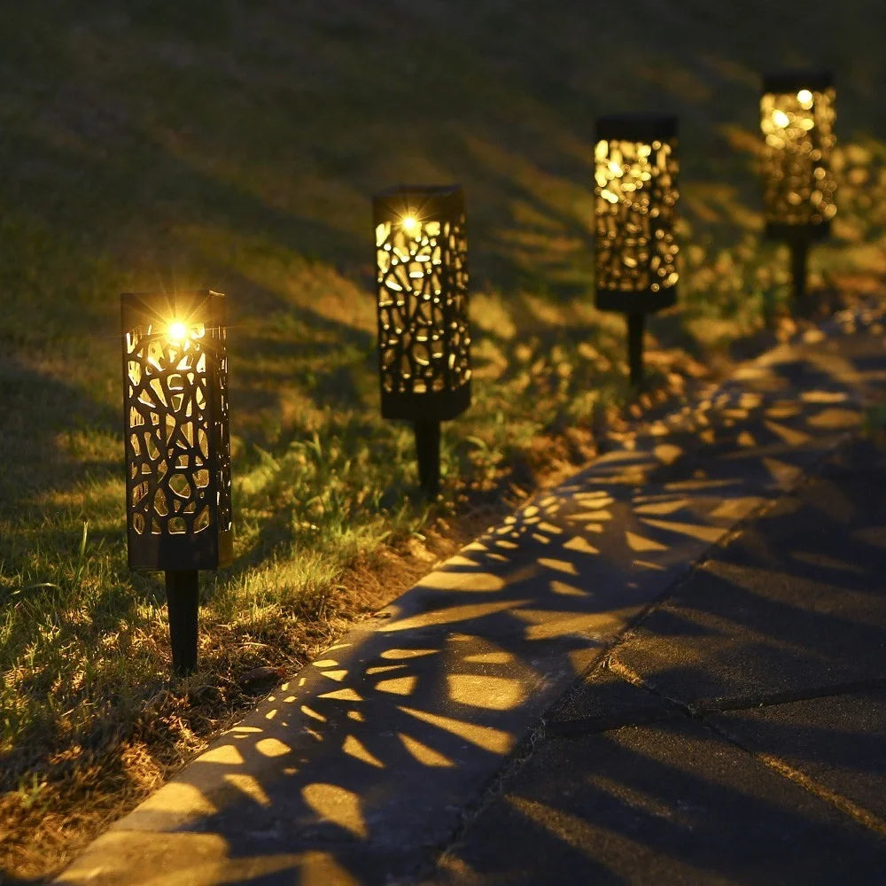 TOMSHINE 6Pcs IP65 Water Resistance DC2V Solar LEDs Lawn Lamp Hollow Decorative Outdoor Landscape Light - Warm White - 7