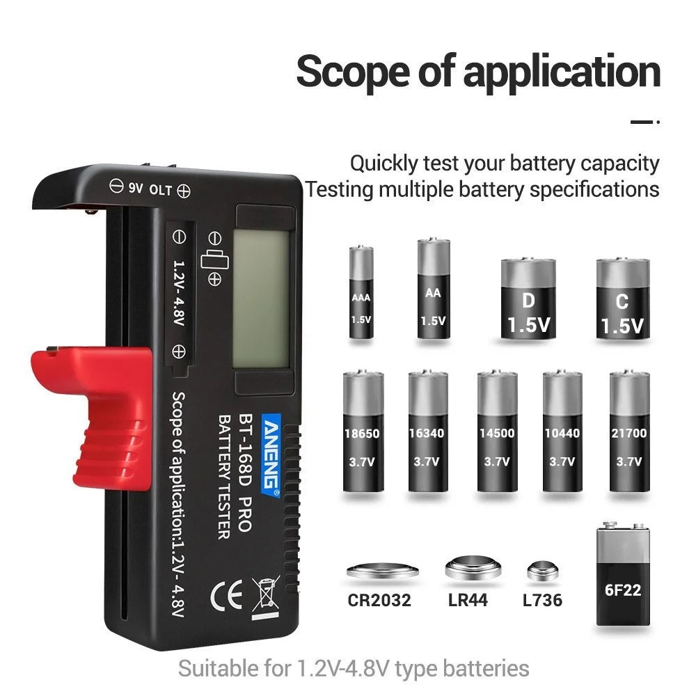 ANENG BT-168 PRO Battery Tester Digital-display Battery Checker Battery Capacity Diagnostic Tool for Checking D C AAA AA Button Battery - 5