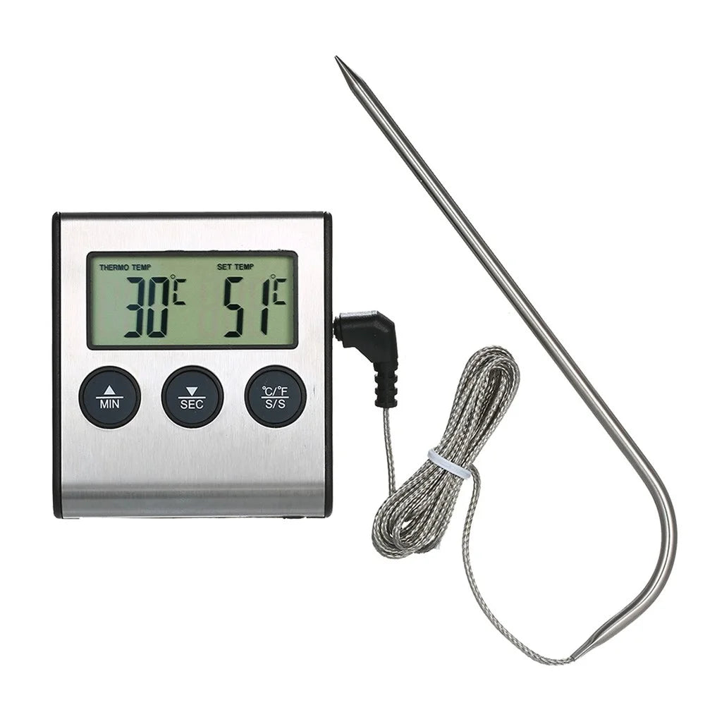 Kitchen BBQ Grill Food LCD Digital Thermometer 0~250°C with Alarm Timer Function (without Certification) - 1
