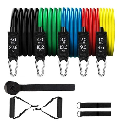 11Pcs/Set Fitness Puller Resistance Belt Kit Exercise Elastics Tubes for Training Gym Bodybuilding Sport Workout - 1