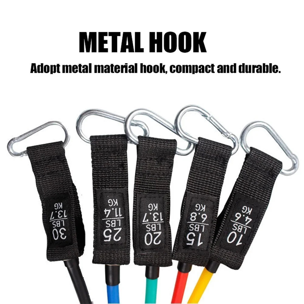 11Pcs/Set Fitness Puller Resistance Belt Kit Exercise Elastics Tubes for Training Gym Bodybuilding Sport Workout - 3