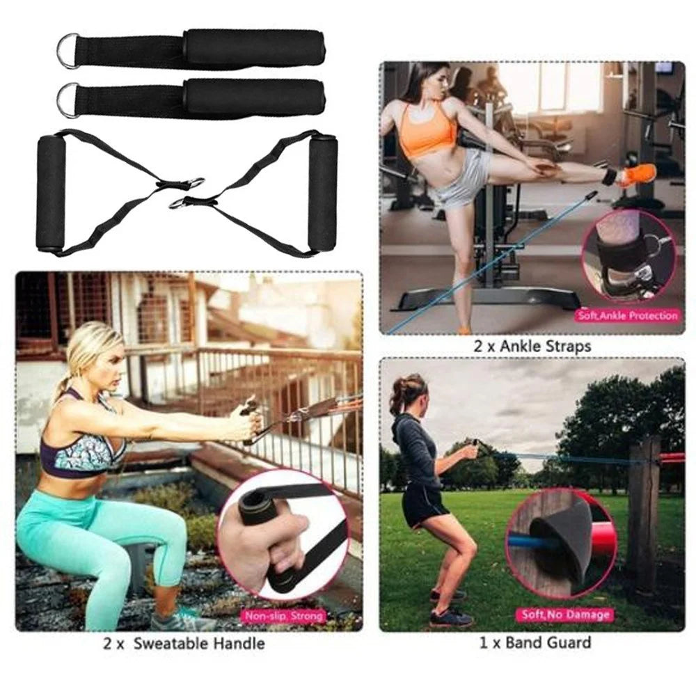 11Pcs/Set Fitness Puller Resistance Belt Kit Exercise Elastics Tubes for Training Gym Bodybuilding Sport Workout - 4