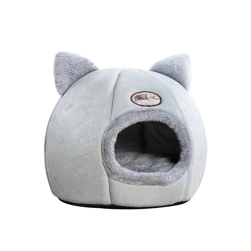 For Cats/Small Dogs Sleeping Comfortable Cave Velvet Self-warming Hut with Removable Washable Bed Cushion - L - 7