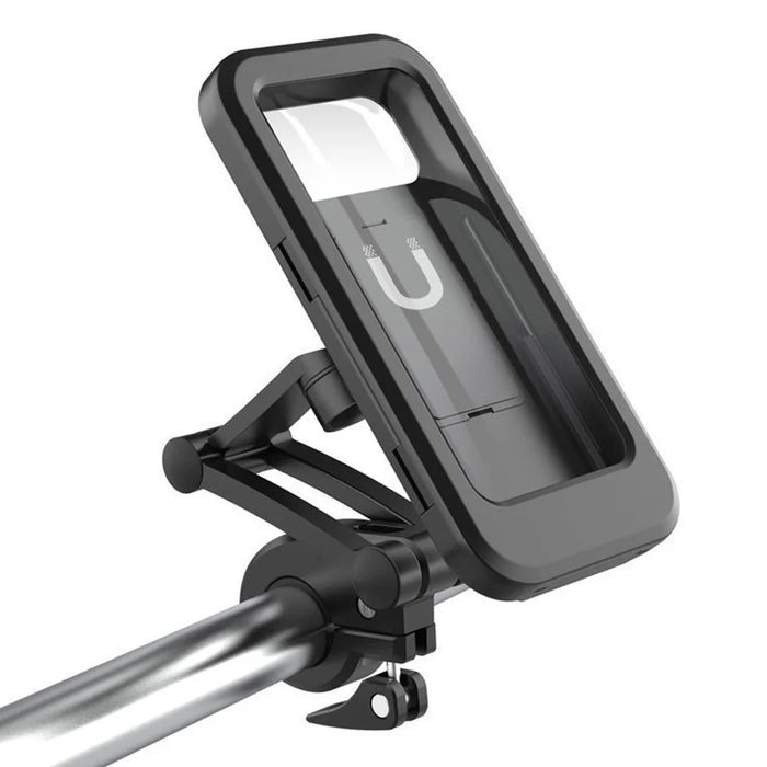 Bicycle Mobile Phone Bracket Universal Waterproof Motorcycle Handlebar Support Frame Cell Phone Holder, Size: L - Black - 1