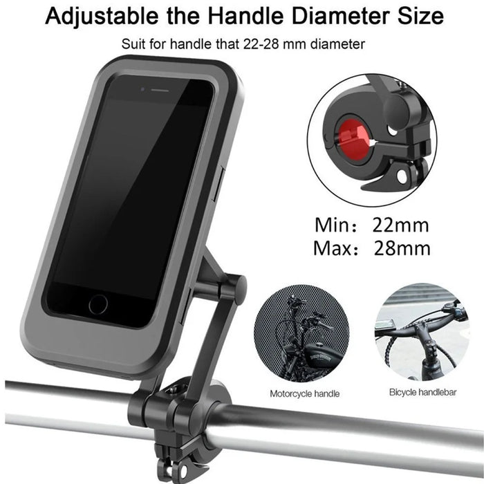 Bicycle Mobile Phone Bracket Universal Waterproof Motorcycle Handlebar Support Frame Cell Phone Holder, Size: L - Black - 4