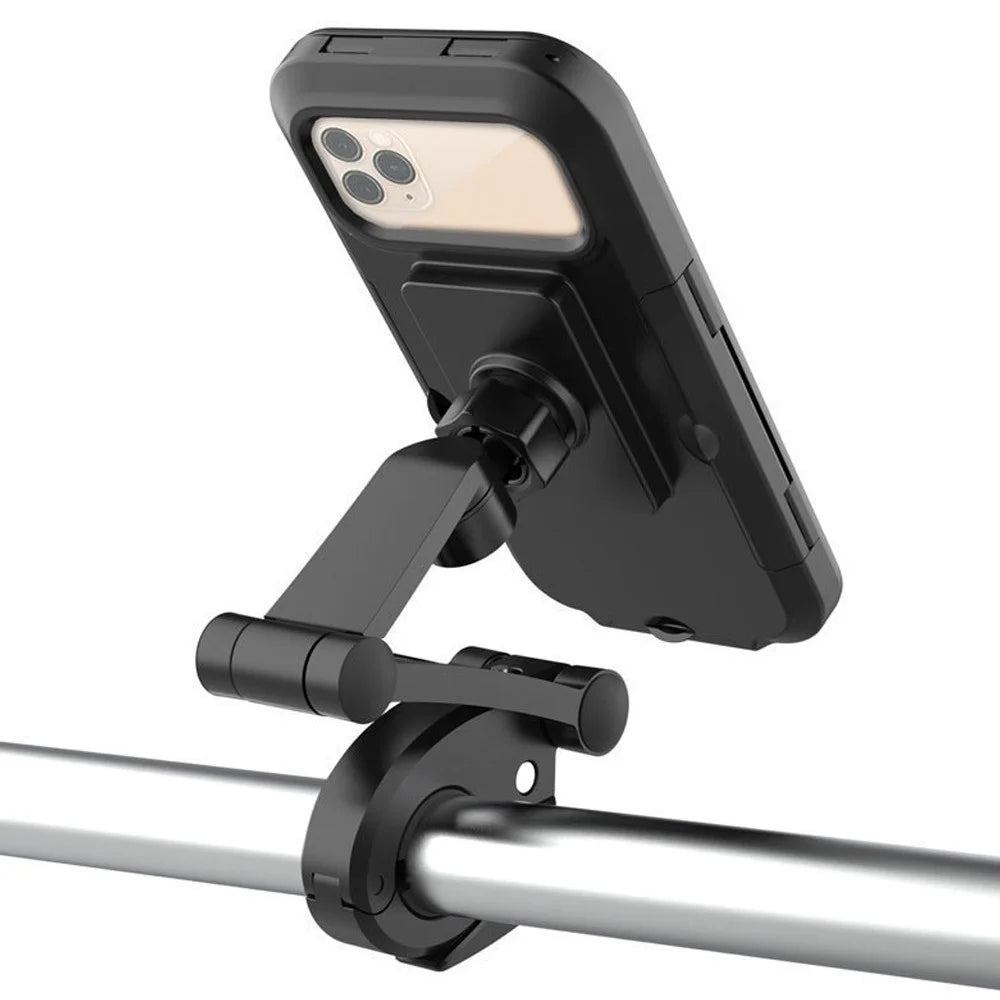 Bicycle Mobile Phone Bracket Universal Waterproof Motorcycle Handlebar Support Frame Cell Phone Holder, Size: L - Black - 7