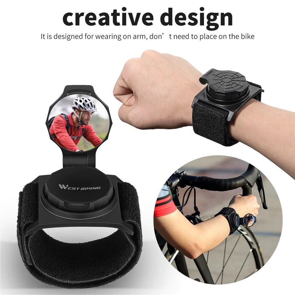 WEST BIKING Bike Mirror 360-degree Adjustable Bicycle Cycling Rear View Mirror Wristband Safe Rearview Mirror - 2