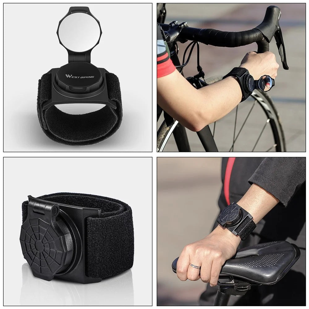 WEST BIKING Bike Mirror 360-degree Adjustable Bicycle Cycling Rear View Mirror Wristband Safe Rearview Mirror - 4
