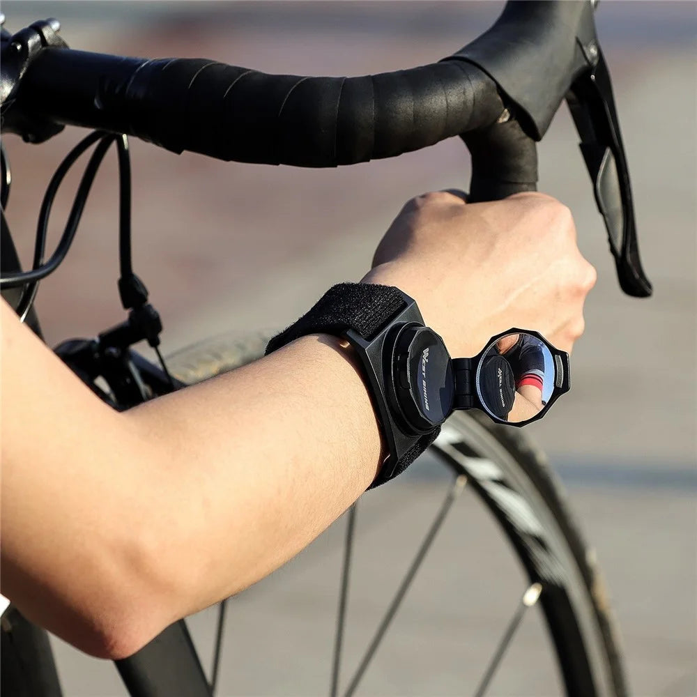 WEST BIKING Bike Mirror 360-degree Adjustable Bicycle Cycling Rear View Mirror Wristband Safe Rearview Mirror - 7