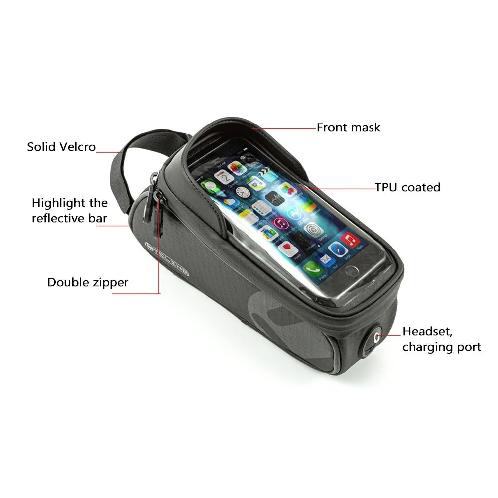CYCLING 1L Waterproof Bicycle Tube Top Bag Bike Front Frame Touch Screen Phone Case Bag - 2