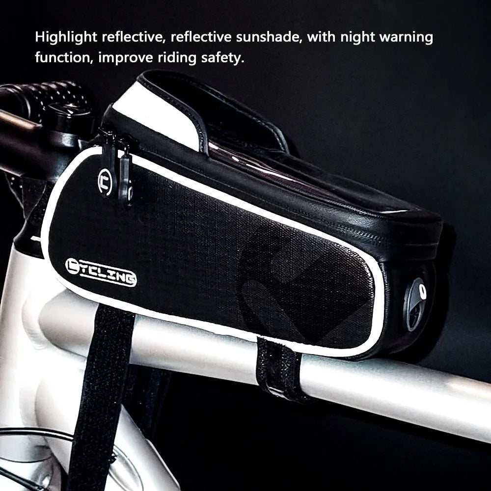 CYCLING 1L Waterproof Bicycle Tube Top Bag Bike Front Frame Touch Screen Phone Case Bag - 5