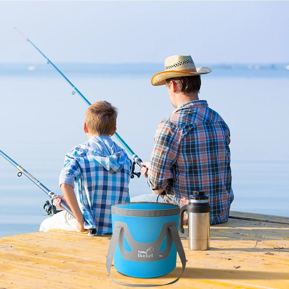 20L Collapsible Bucket Folding Water Container Portable Wash Basin for Fishing Camping Hiking Backpacking Car Washing - Blue - 3
