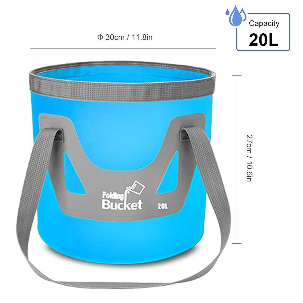 20L Collapsible Bucket Folding Water Container Portable Wash Basin for Fishing Camping Hiking Backpacking Car Washing - Blue - 4