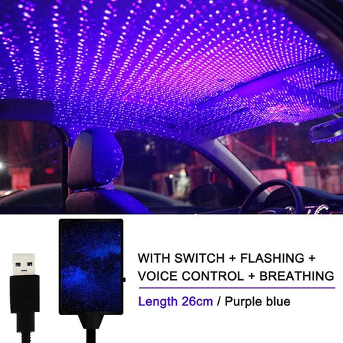 Auto Roof Ceiling Decoration Atmosphere Lamp Colourful LED Star Night Lights Projector for Car Home Party - Blue - 1