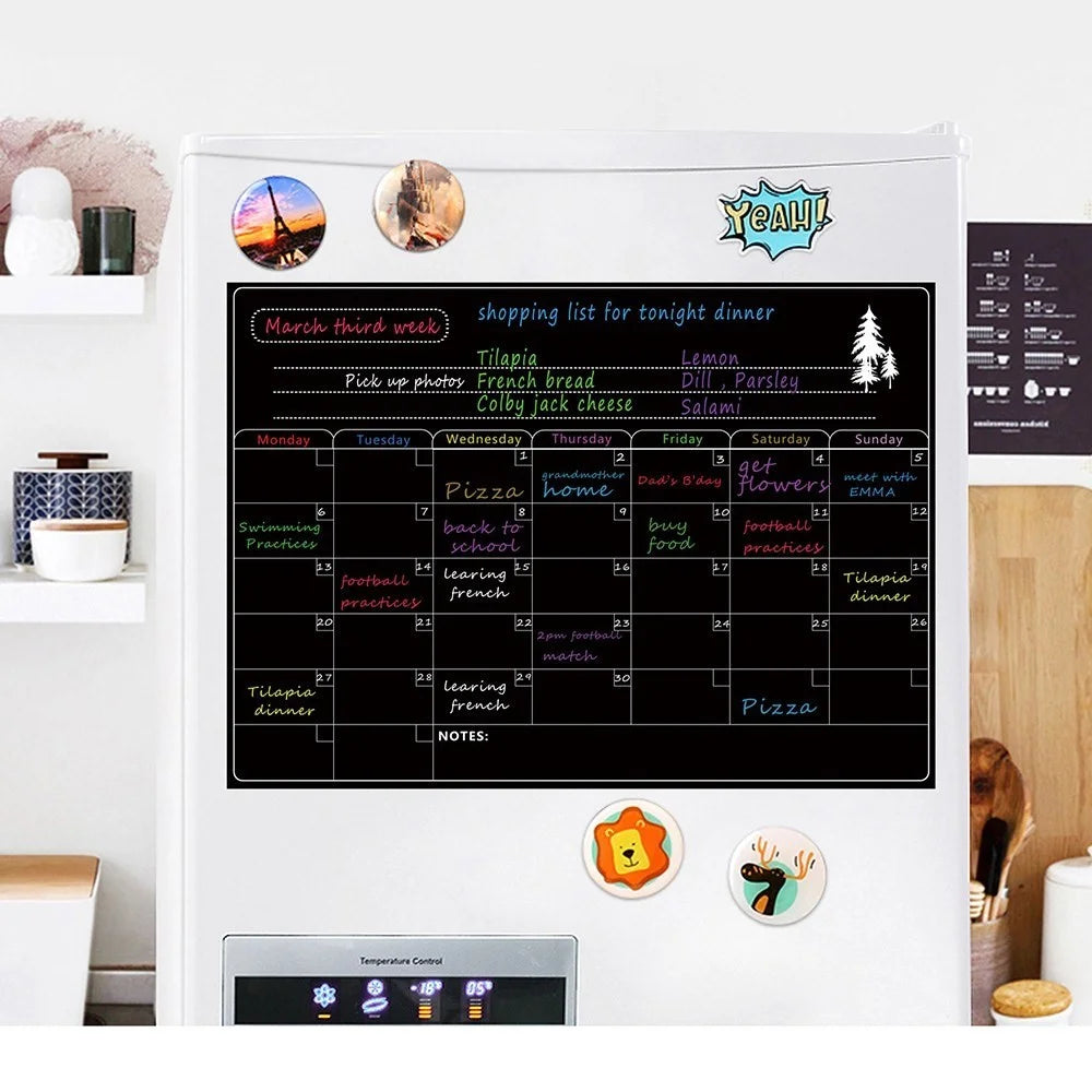 Magnetic Dry Erase Calendar board Refrigerator Stickers Kitchen Fridge Board for Weekly Monthly Schedule Daily Planner To-Do List - 7