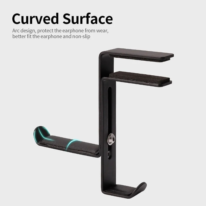 Adjustable Earphone Stand Clip-edge Headphone Holder Bracket Metal Clamp Hook Desktop Mount Headset Hanger - Black - 2