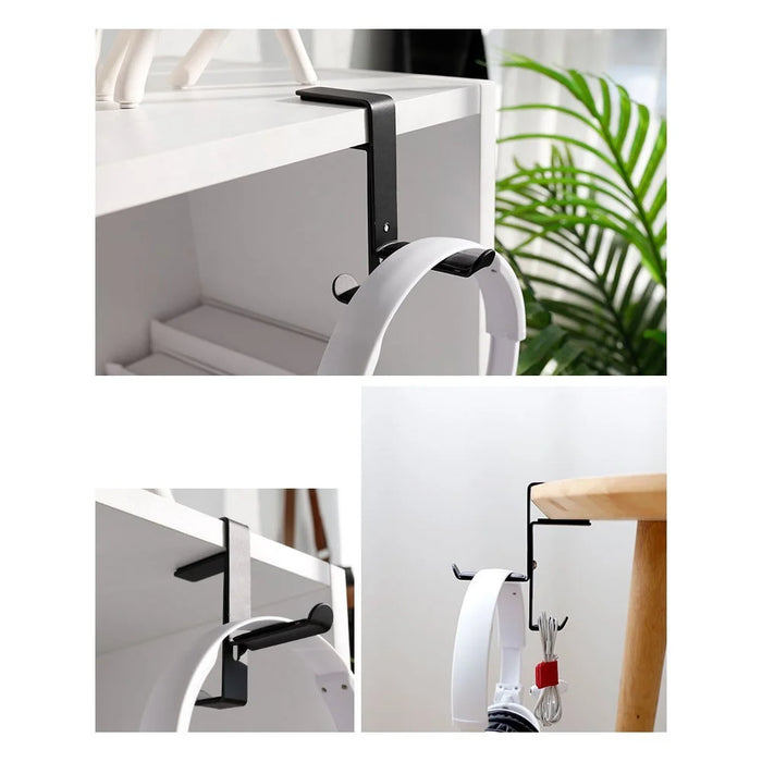 Adjustable Earphone Stand Clip-edge Headphone Holder Bracket Metal Clamp Hook Desktop Mount Headset Hanger - Black - 3