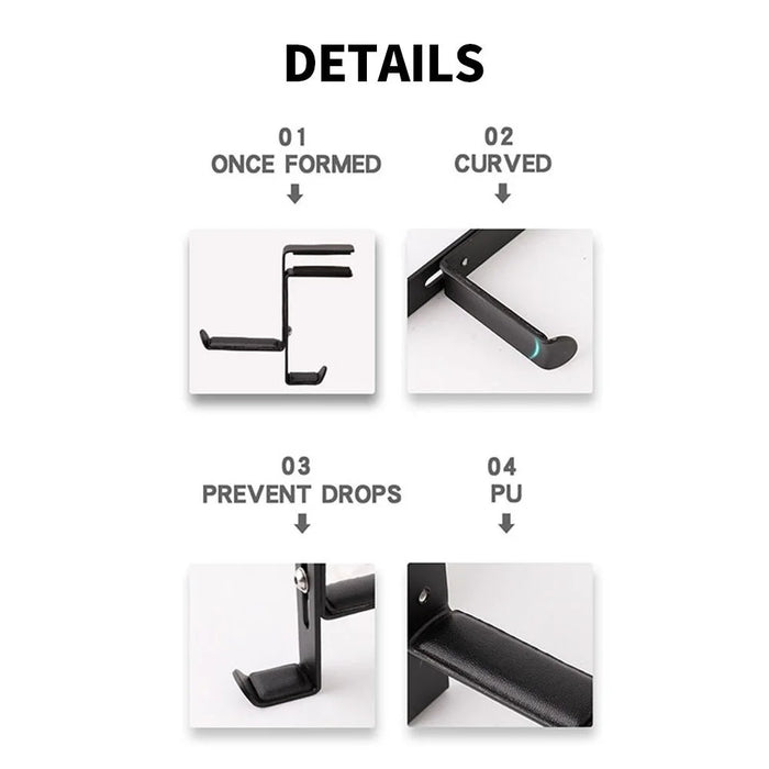 Adjustable Earphone Stand Clip-edge Headphone Holder Bracket Metal Clamp Hook Desktop Mount Headset Hanger - Black - 6