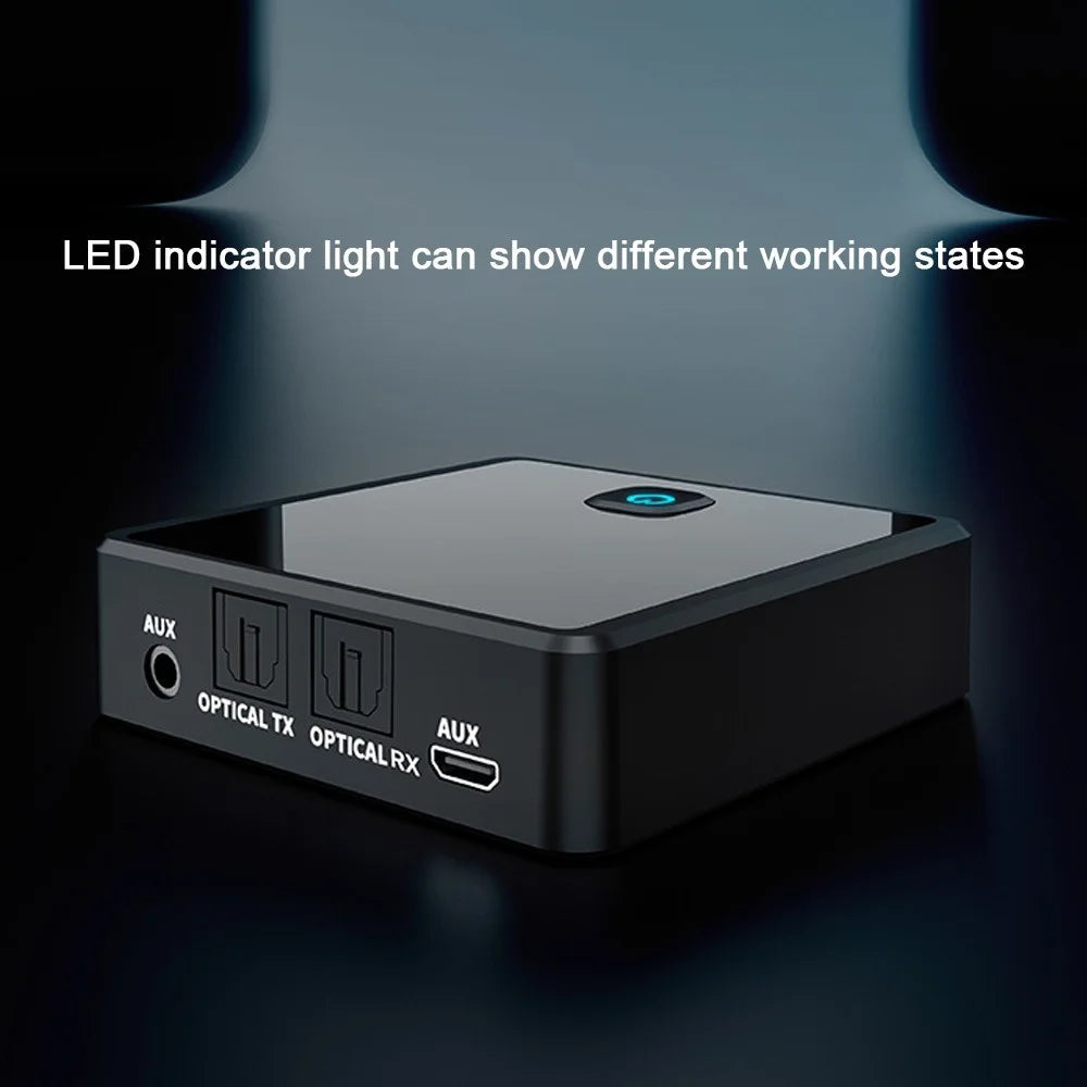 Fiber Optic Bluetooth-compatible 5.0 Audio Transmitter Receiver 2-in-1 Wireless Bluetooth-compatible Adapter One Connects Two Audio Adapter - 2