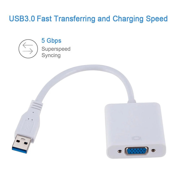 USB3.0 To VGA Adapter USB to VGA External Video Card VGA Converter - Black - 2
