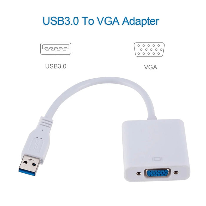 USB3.0 To VGA Adapter USB to VGA External Video Card VGA Converter - Black - 3