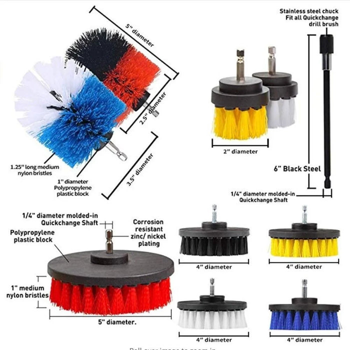 31Pcs/Set Electric Drill Brush Include Clean Cloth Scrub Pads Sponge Power Scrubber Brush with Rotate Extend Long Attachment Clean Tool - 5