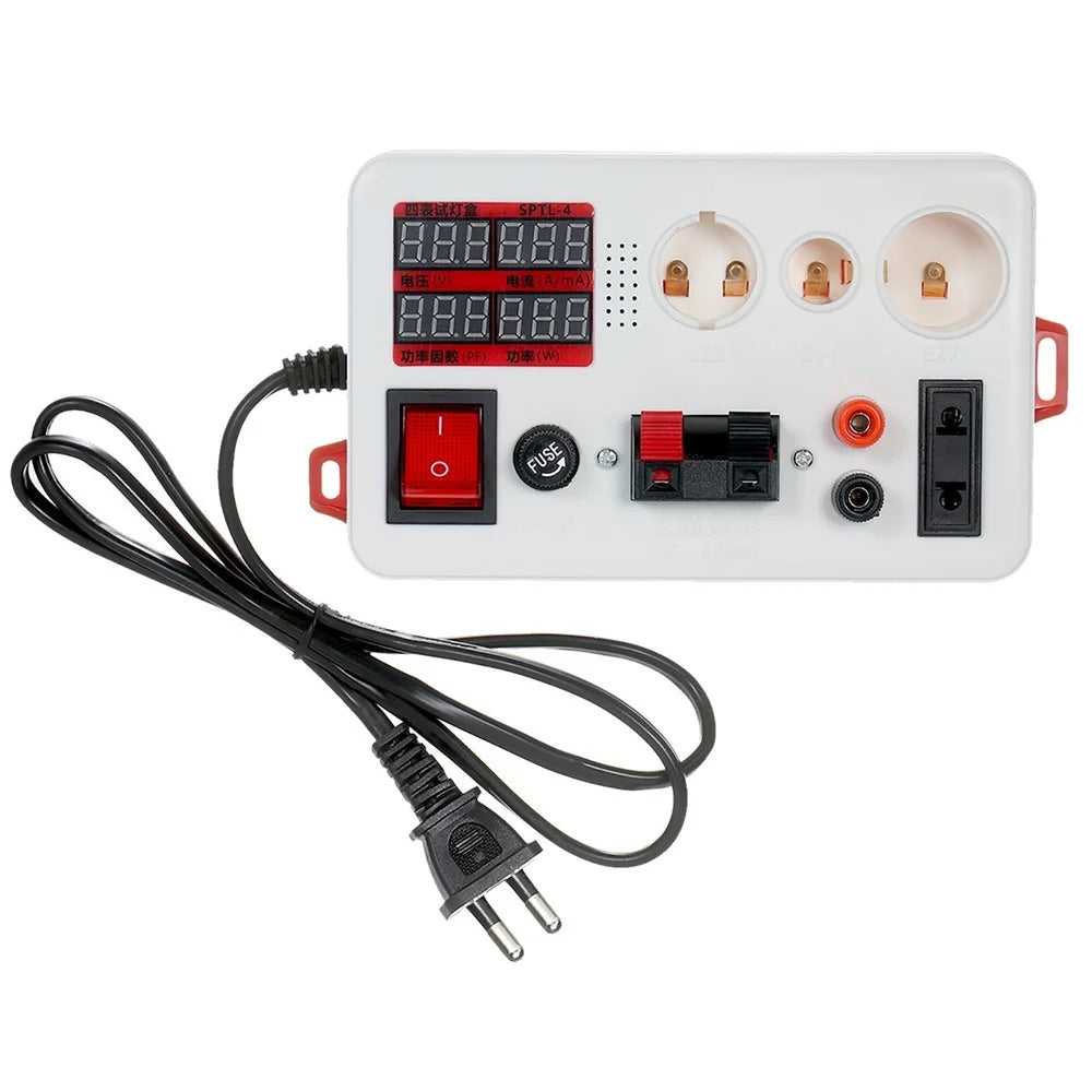 LED Power Lamp Tester Box Test Clamp Electric Power Meter for Bulb Lamp Electric Parameter Measurement - EU Plug - 1