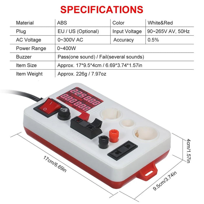 LED Power Lamp Tester Box Test Clamp Electric Power Meter for Bulb Lamp Electric Parameter Measurement - EU Plug - 3