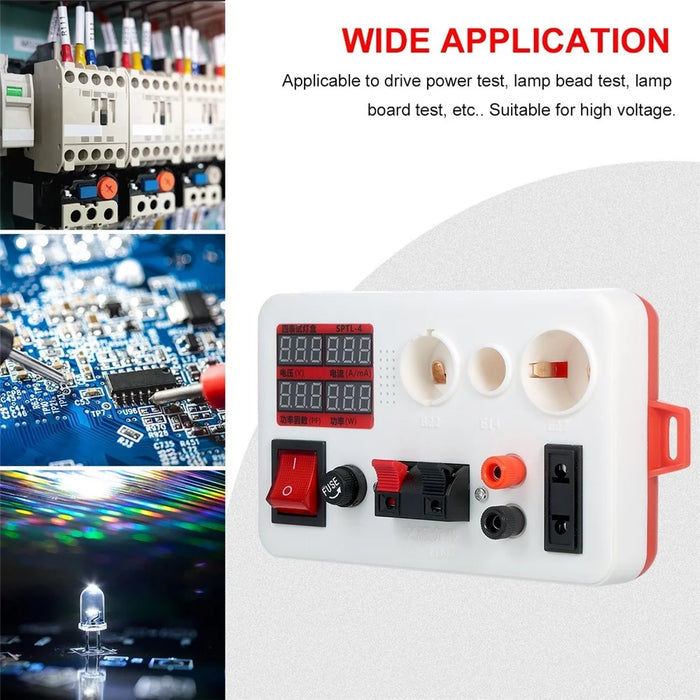 LED Power Lamp Tester Box Test Clamp Electric Power Meter for Bulb Lamp Electric Parameter Measurement - EU Plug - 7