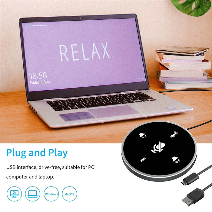 Y02 Desktop Conference Built-in Condenser Mic Speaker USB 360° Microphone with Mute Function - 7