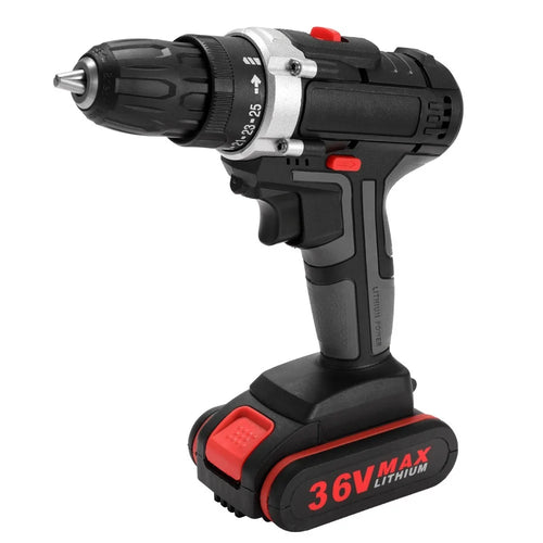 36V Multifunctional Electric Impact Cordless Drill High-power Lithium Battery Wireless Rechargeable Hand Drills Home DIY Electric Power Tools - EU Plug/1 Battery - 1