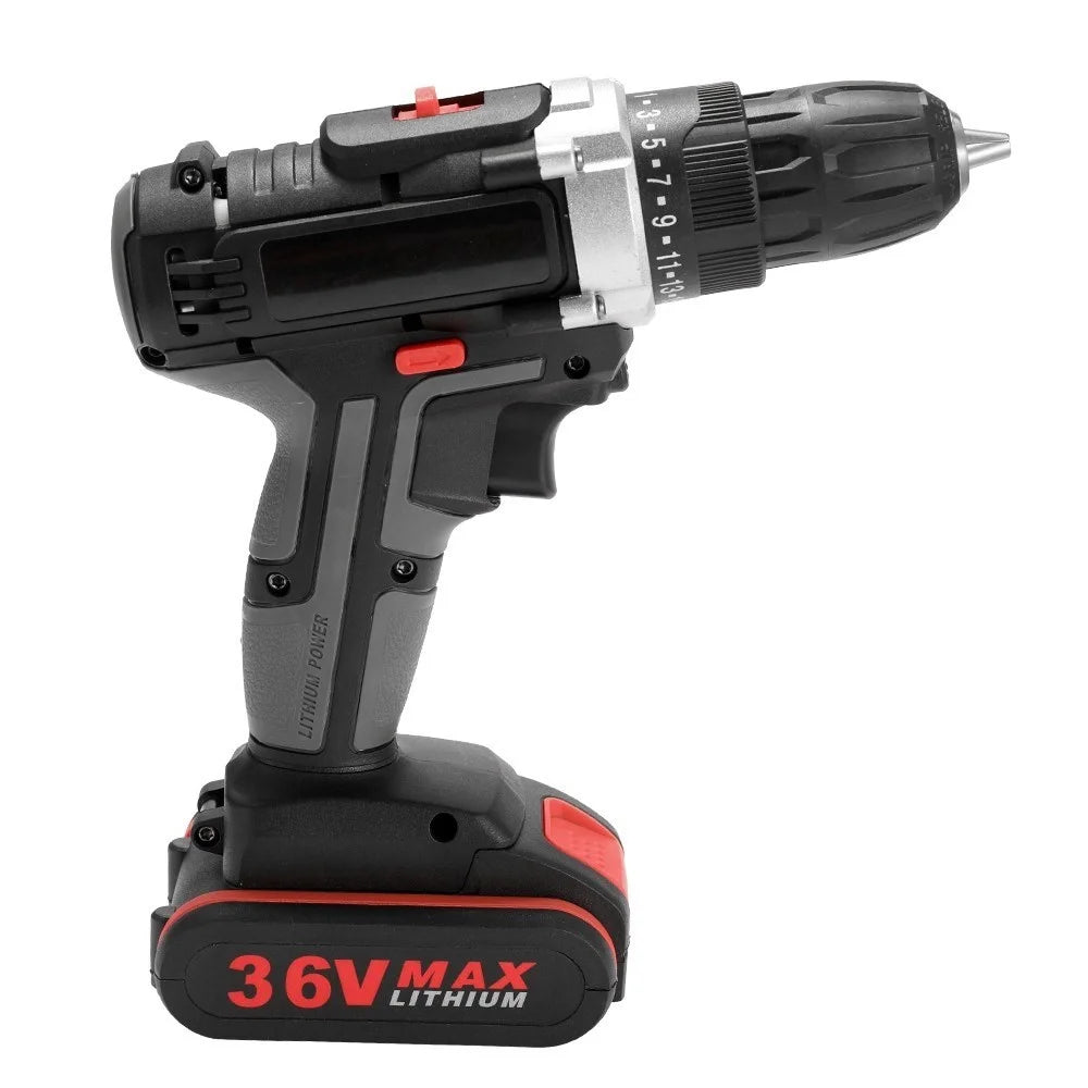 36V Multifunctional Electric Impact Cordless Drill High-power Lithium Battery Wireless Rechargeable Hand Drills Home DIY Electric Power Tools - EU Plug/1 Battery - 6
