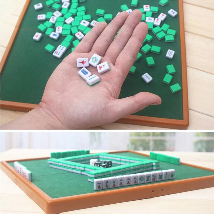 For Travel Family Leisure Time Portable Mini Mahjong Set with Folding Mahjong Table - 2