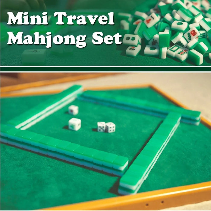 For Travel Family Leisure Time Portable Mini Mahjong Set with Folding Mahjong Table - 6