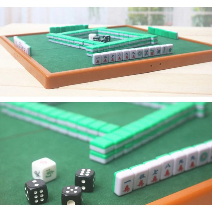 For Travel Family Leisure Time Portable Mini Mahjong Set with Folding Mahjong Table - 7