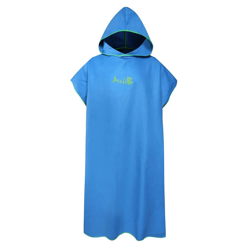 Surf Poncho Skin-Friendly Beach Poncho for Adults Changing Towel Quick-Dry Robe with Hood Microfiber Beach Blanket Bath Towel Swim Towel Wetsuit - Blue - 1