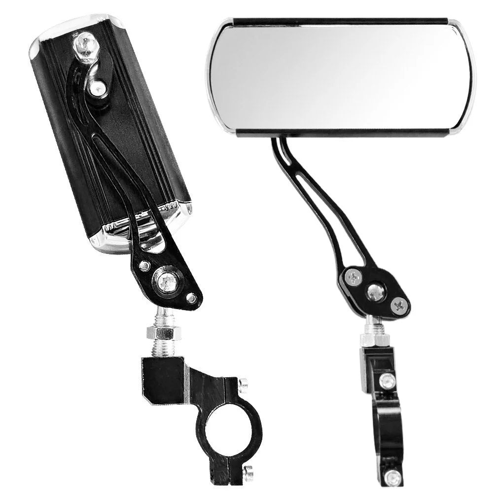 2Pcs Bike Rear View Mirror Rotatable Wide Angle Rear View Aluminum Alloy Safety Rearview Mirror - Black - 1