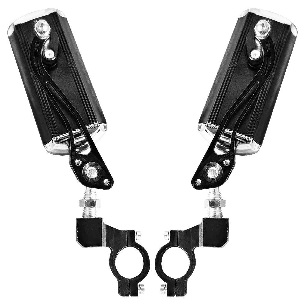 2Pcs Bike Rear View Mirror Rotatable Wide Angle Rear View Aluminum Alloy Safety Rearview Mirror - Black - 2