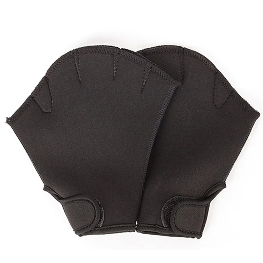 Webbed Swimming Gloves Swimming Diving Training Paddles Water Resistance Hand Paddles - Black/L - 1