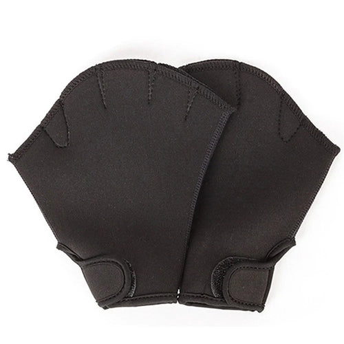 Webbed Swimming Gloves Swimming Diving Training Paddles Water Resistance Hand Paddles - Black/L - 1