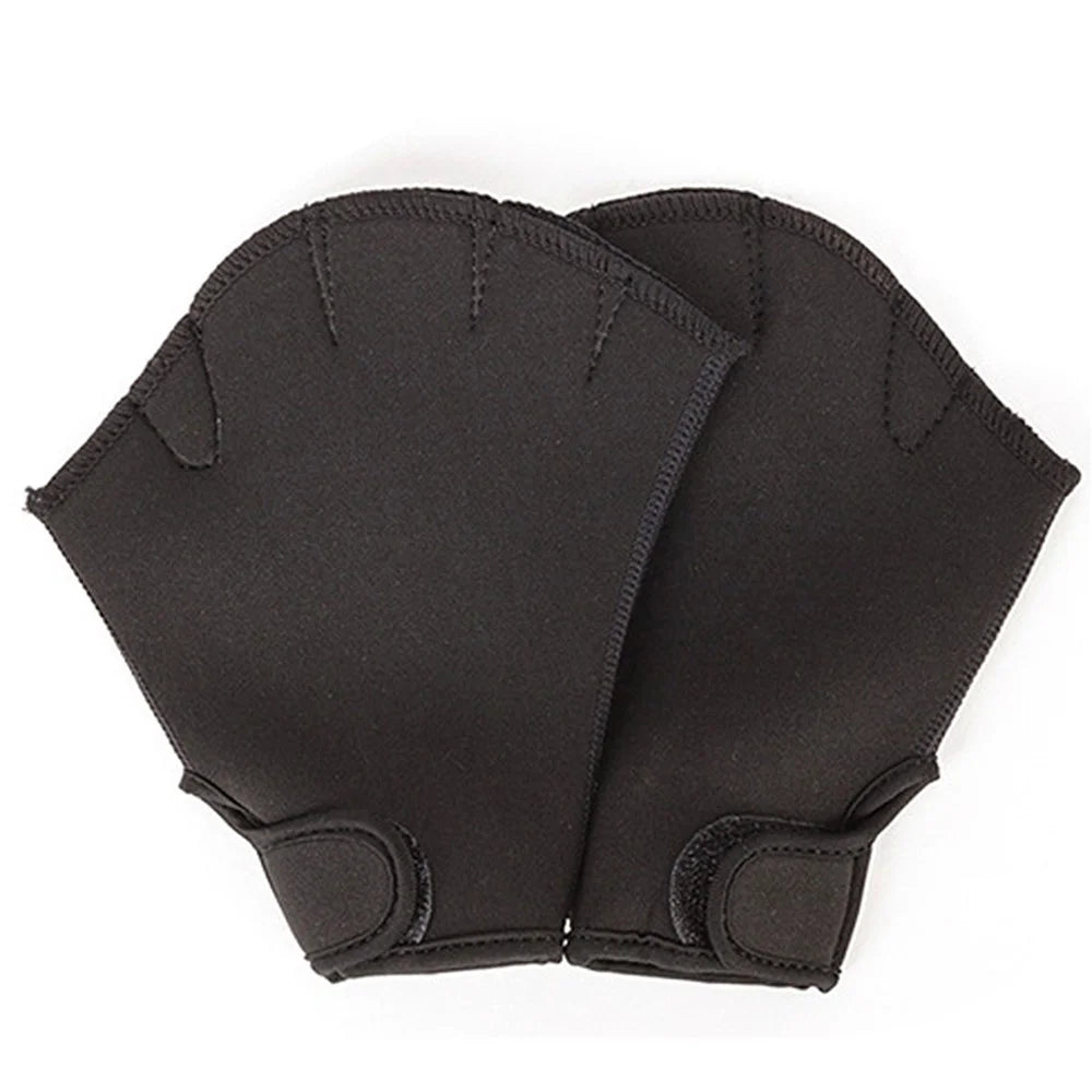 Webbed Swimming Gloves Swimming Diving Training Paddles Water Resistance Hand Paddles - Black/L - 2